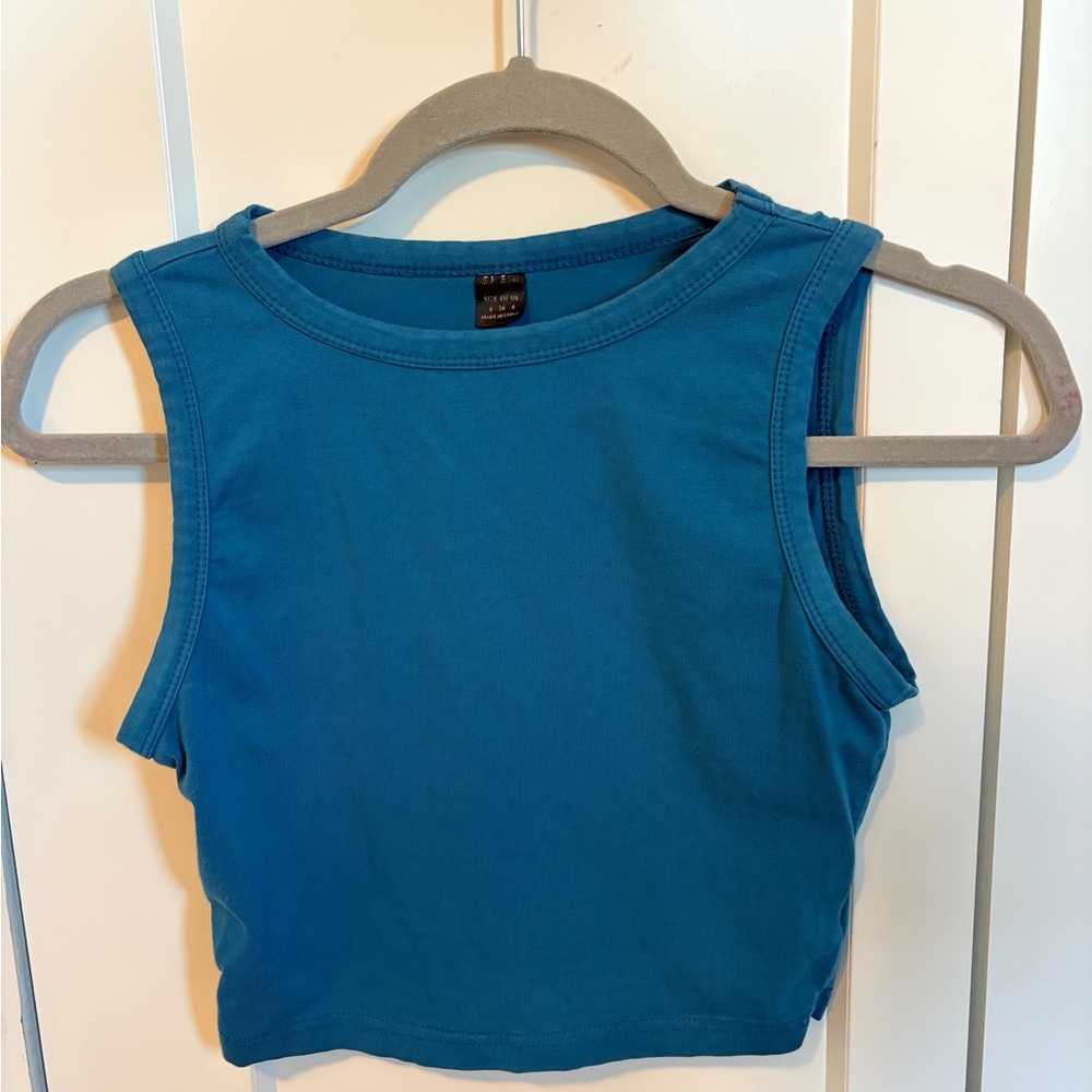 Teal Sleeveless Crop Top